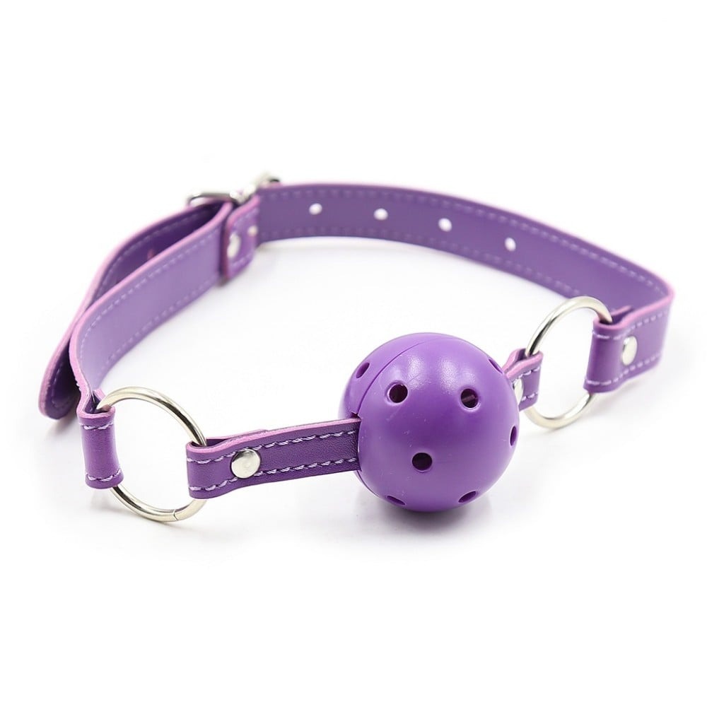 БДСМ игрушки - Кляп DS Fetish, фиолетовый шарик на фиолетовом ремешке