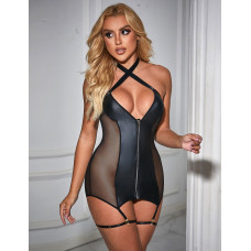 Корсет з гартерами та підв'язками Star Night на блискавці, чорний, XS-S
