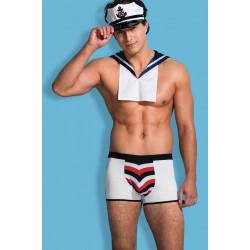 Костюм Моряка Sunspice кепка, боксеры, воротник, синий - белый, S/M