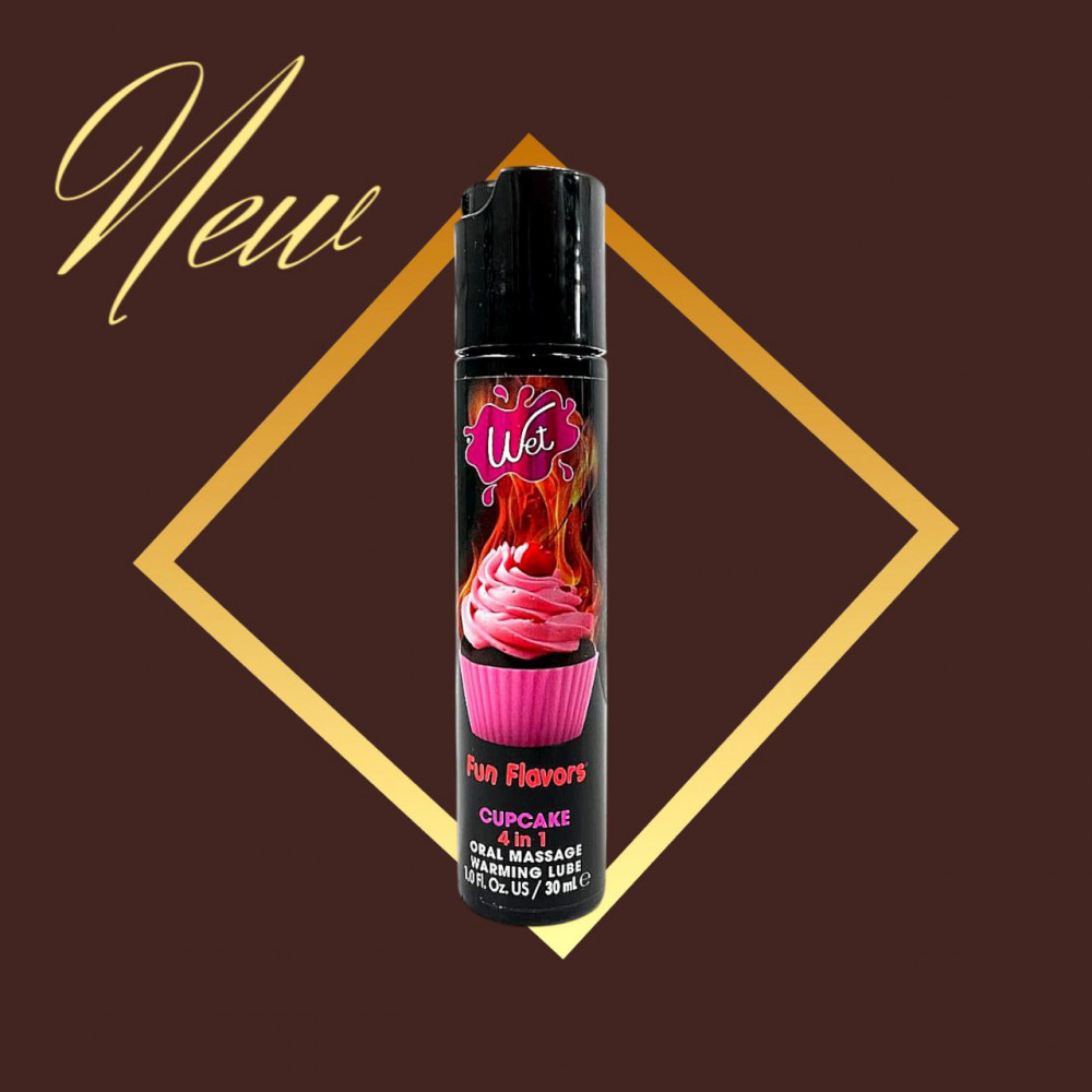  - Лубрикант їстівний зі смаком капкейка Wet Fun 4 в 1 на водній основі та зі зігрівальним ефектом, 30 мл 3