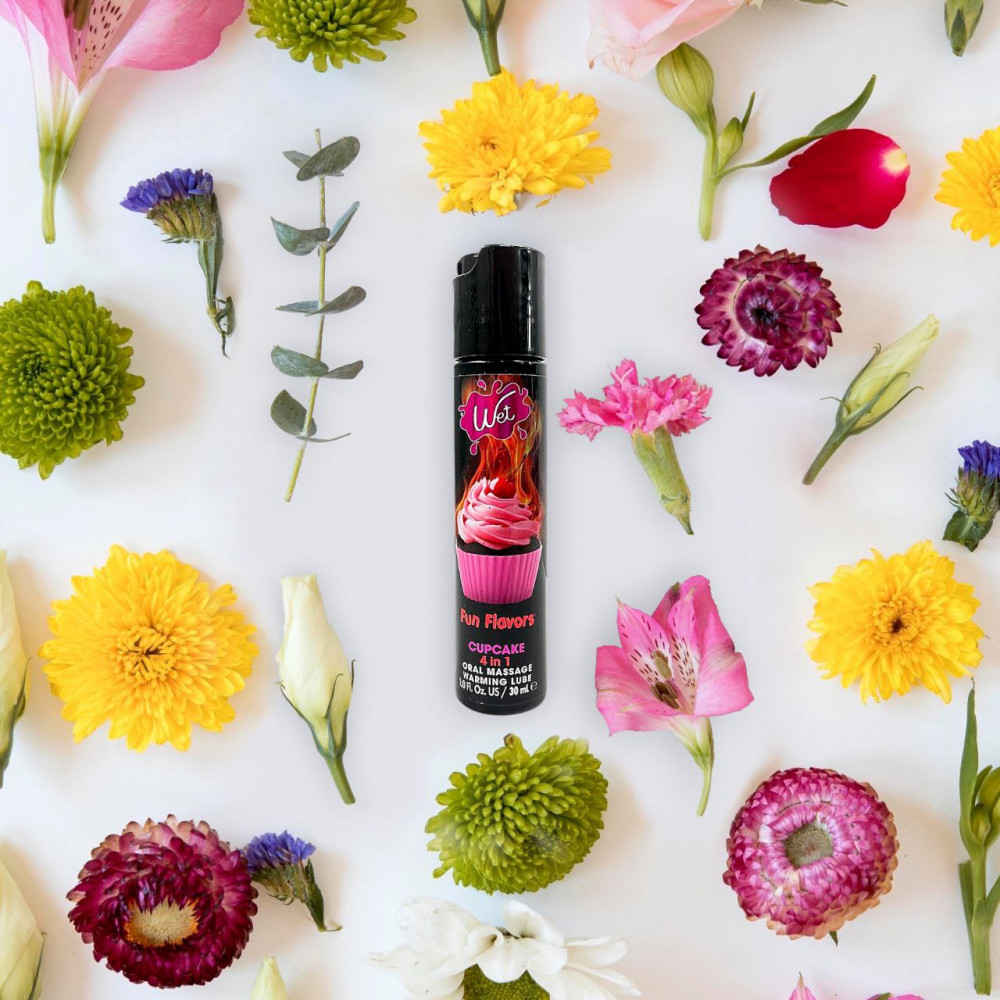  - Лубрикант їстівний зі смаком капкейка Wet Fun 4 в 1 на водній основі та зі зігрівальним ефектом, 30 мл 2