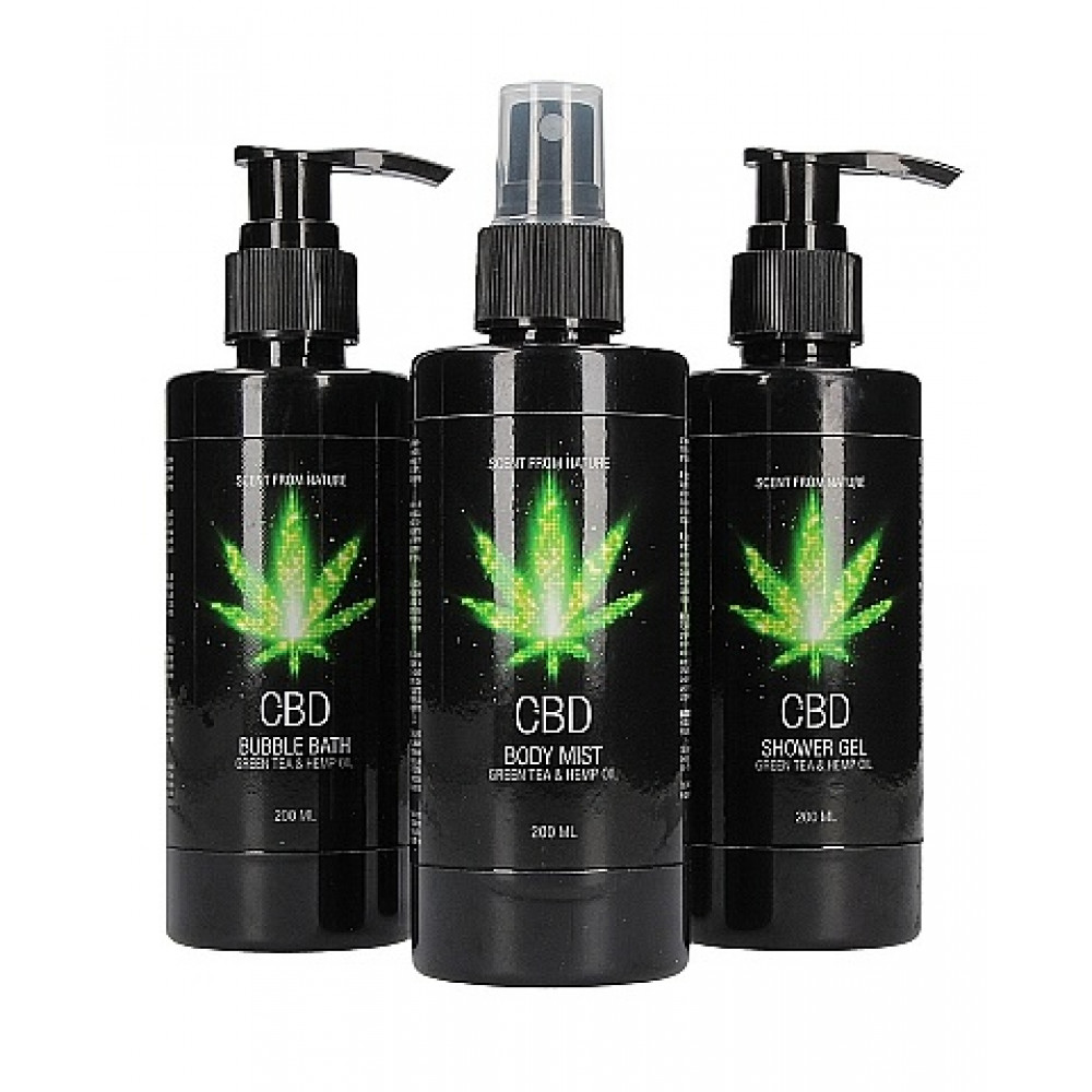 Різне - Набір для ванни і душу CBD Care set-GREEN TEA & HEMP OIL ( 3 предмета )