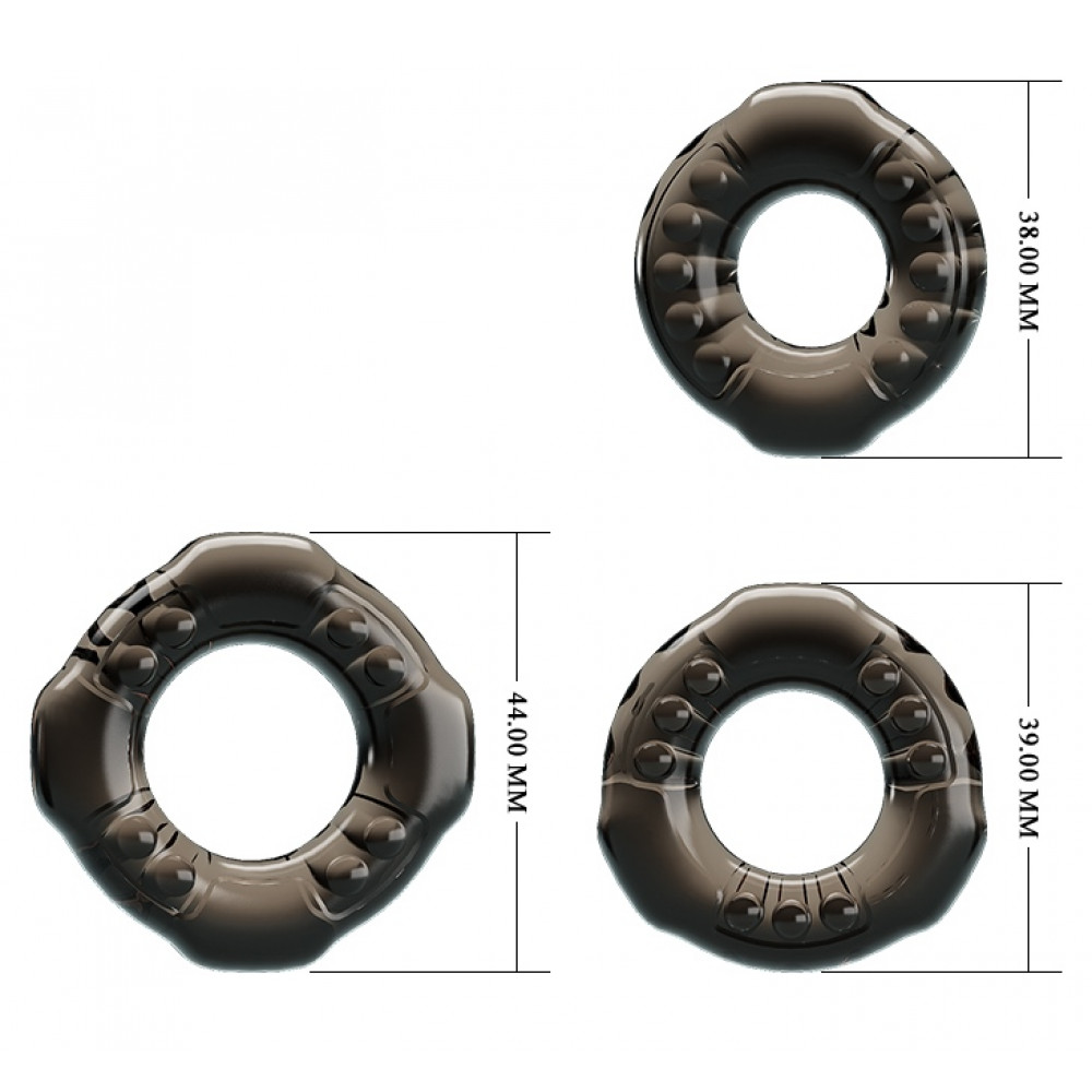 Эрекционные кольца и насадки на член - Набор из 3-х эрекционных колец COCK THREE RINGS, BI-210263 1
