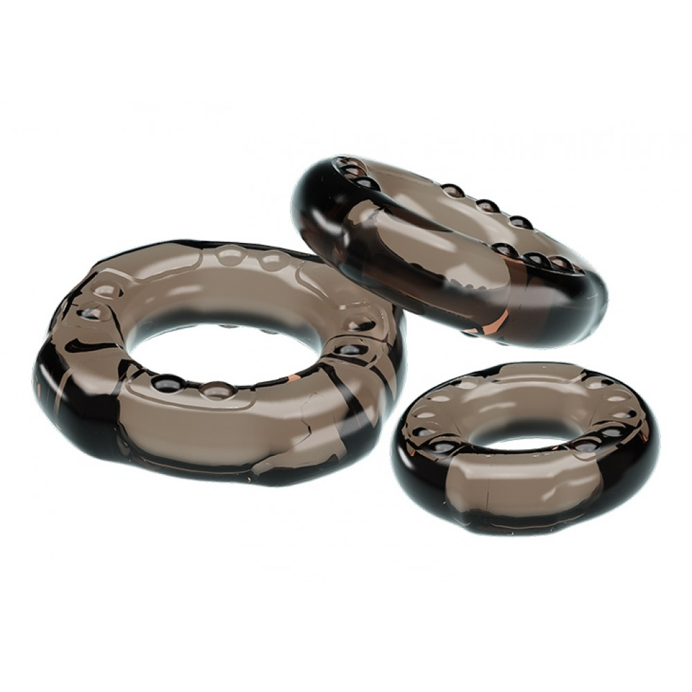 Эрекционные кольца и насадки на член - Набор из 3-х эрекционных колец COCK THREE RINGS, BI-210263 2