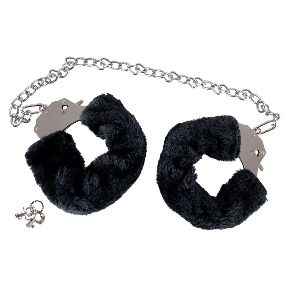 БДСМ игрушки - Наручники Bigger Furry Handcuffs, 6 - 12 см, черные 4