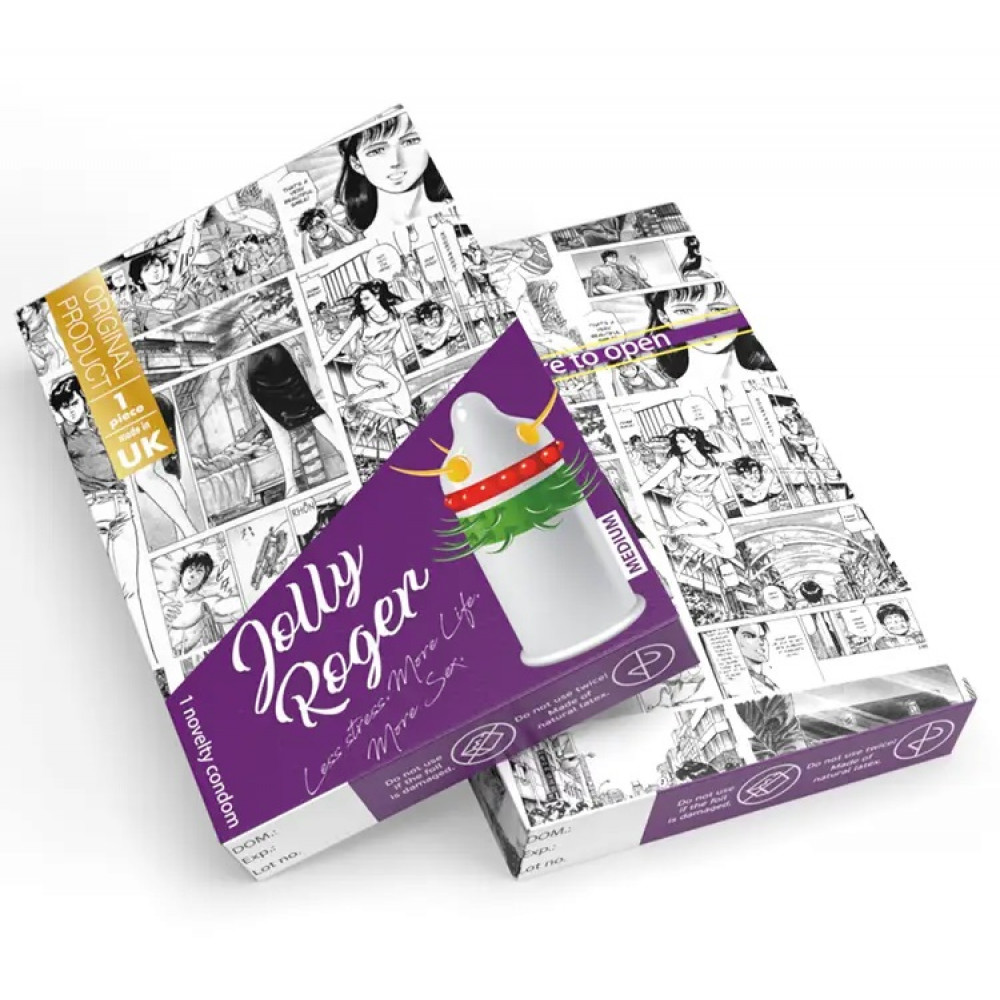 Разное - Насадка-презерватив одноразовая с эластичными усиками и шариками EGZO Jolly Roger 1