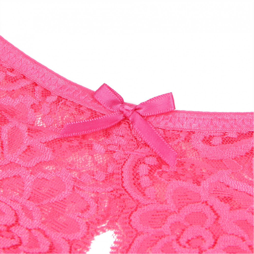 Різне - Відкриті трусики з інтимним вирізом StarNight, мереживні, рожеві, S 6