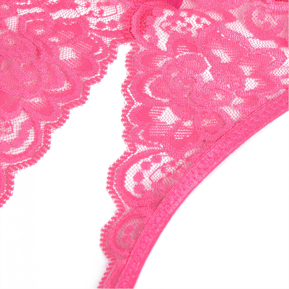 Різне - Відкриті трусики з інтимним вирізом StarNight, мереживні, рожеві, S 8