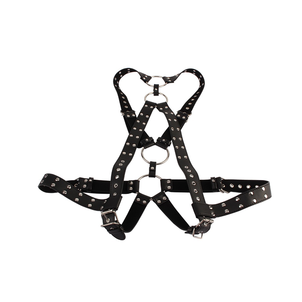 Разное - Портупея-бондаж Chisa BEHAVE! Luxury Fetish с декоративными заклепками, черная 2