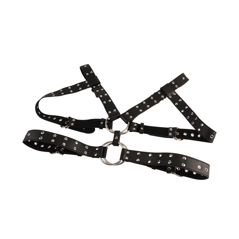 Разное - Портупея-бондаж Chisa BEHAVE! Luxury Fetish с декоративными заклепками, черная 1