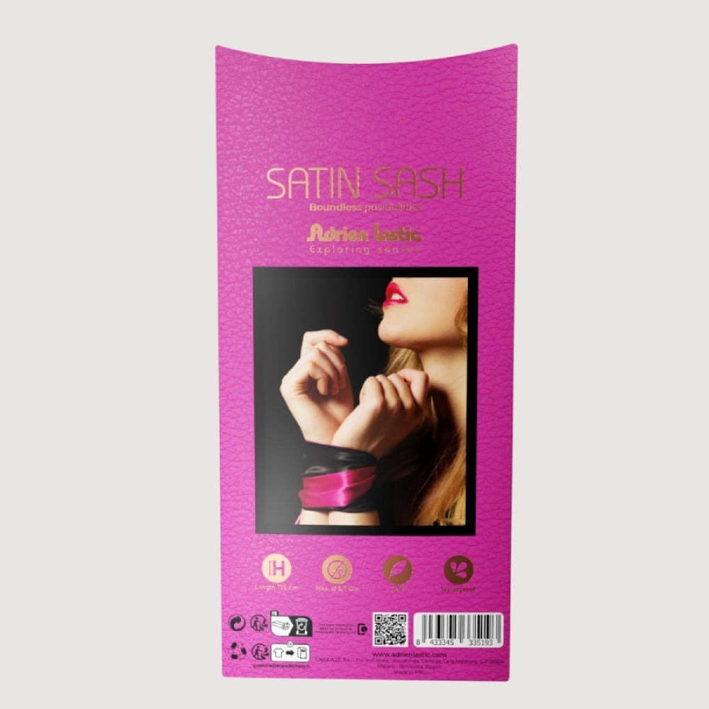 - Повязка из сатина на глазу Adrien Lastic Satin Sash черно-розовая 5