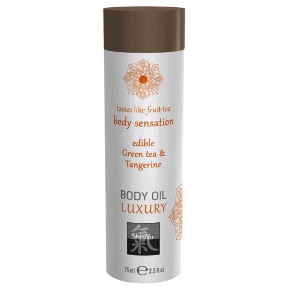 Разное - Съедобное масло для тела SHIATSU Зеленый Чай и Мандарин, 75 мл