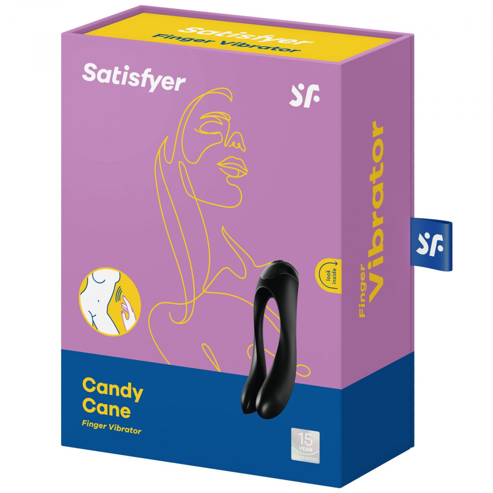 Мини вибраторы - Вибратор на палец Satisfyer Candy Cane Black 1