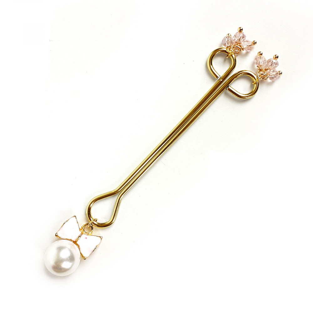 Интимные украшения - Зажим для клитора Art of Sex - Clit Clamp Bow Pearl