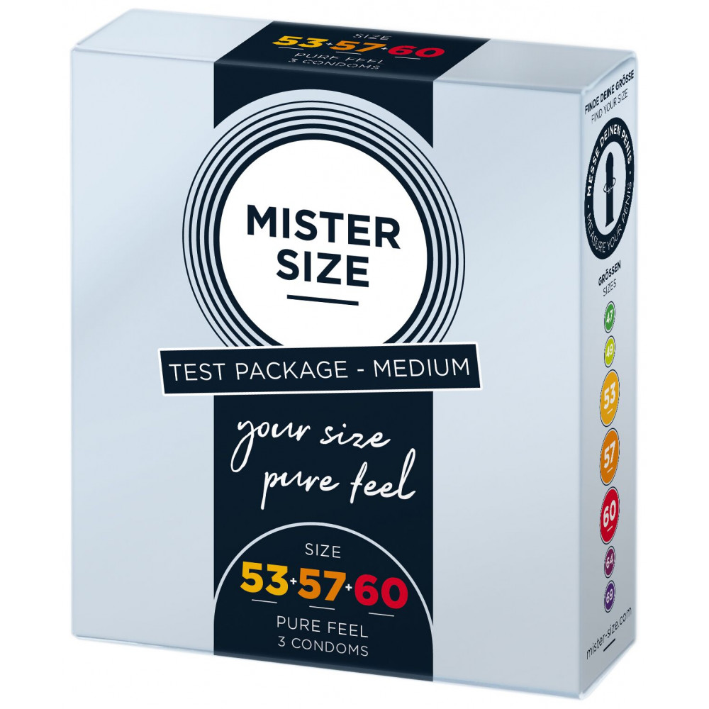 Презервативы - Набор презервативов Mister Size - pure feel - 53–57–60 (3 condoms), 3 размера, толщина 0,05 мм 2