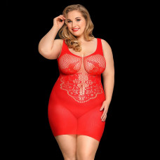 Сексуальное сетчатое платье JSY «Страстная Эвелин» Plus Size, Red, кружево, открытая спинка