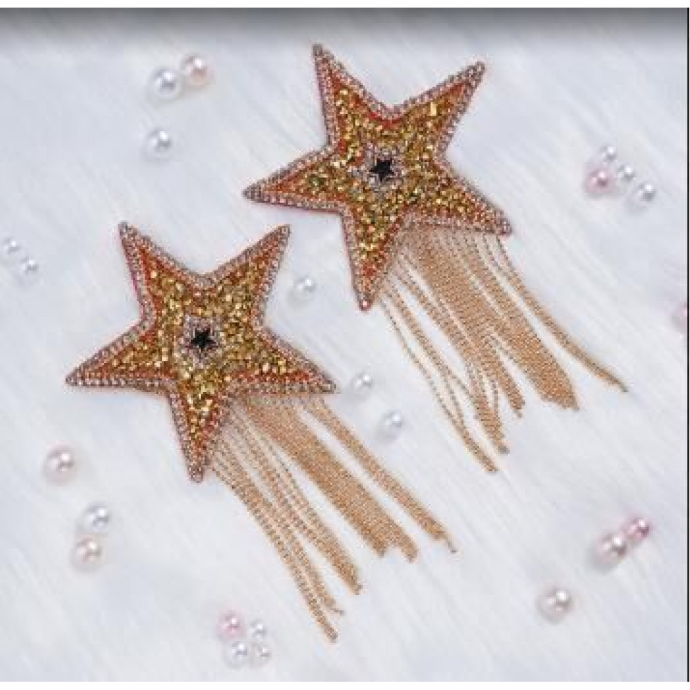 Интимные украшения - Пестис-звезды с бахромой JSY Nipple Sticker RT236112 Gold, стикеры