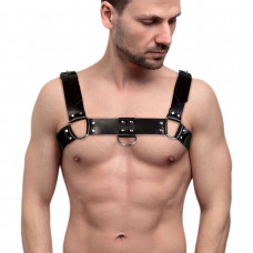 Мужская портупея на грудь из натуральной кожи Feral Feelings - Bulldog Harness Black