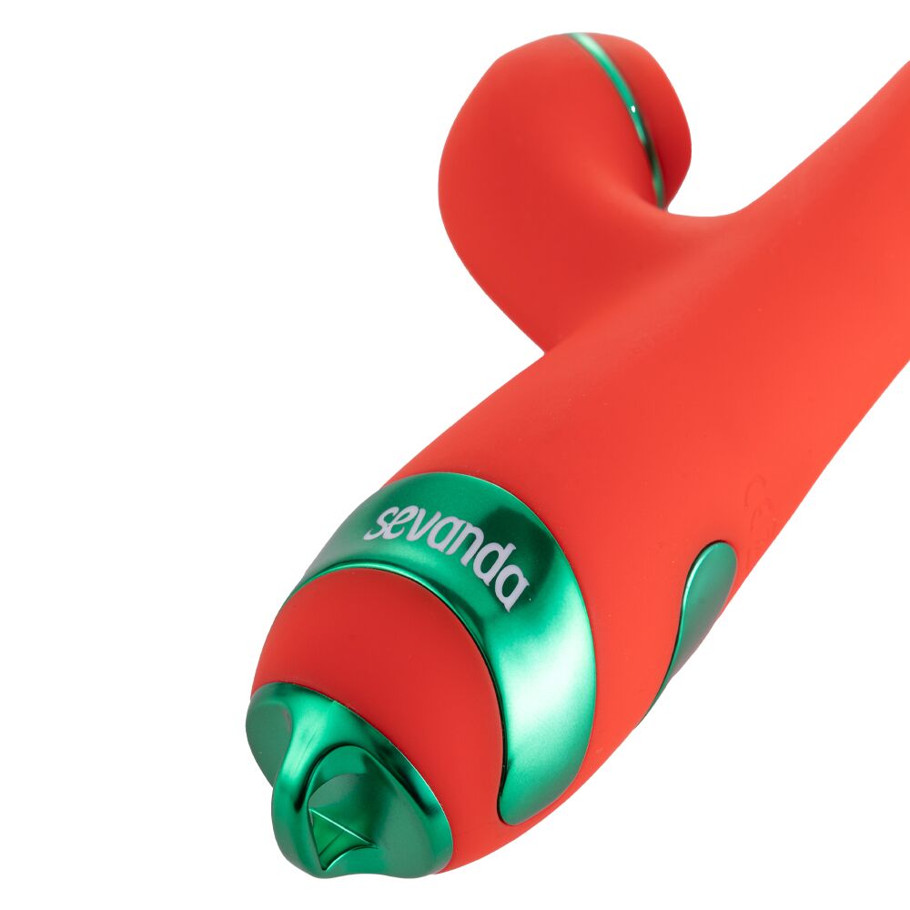 Вибратор-кролик - Вибратор-кролик с флоггером LOCKINK SEVANDA Whip Vibrating Massage Wand - Red & Green 1