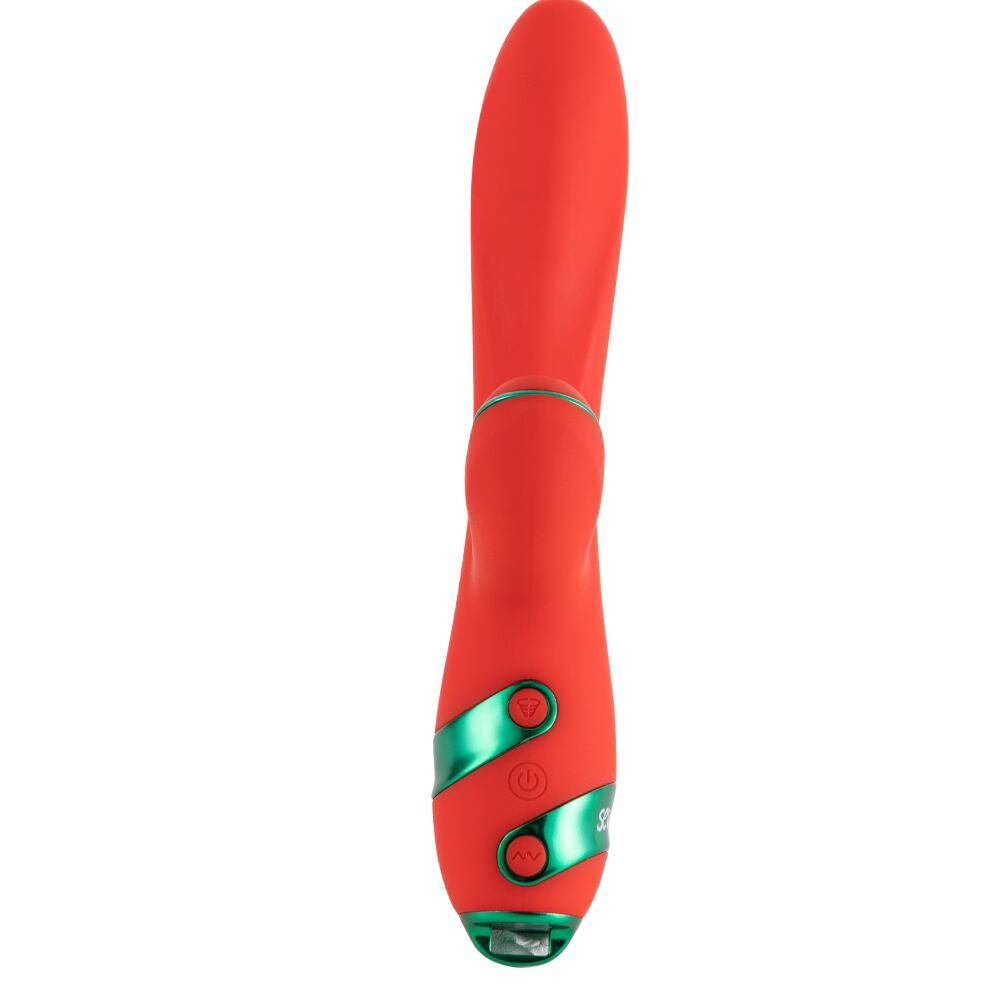 Вибратор-кролик - Вибратор-кролик с флоггером LOCKINK SEVANDA Whip Vibrating Massage Wand - Red & Green 3