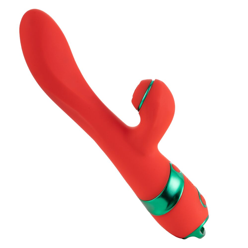 Вибратор-кролик - Вибратор-кролик с флоггером LOCKINK SEVANDA Whip Vibrating Massage Wand - Red & Green 5