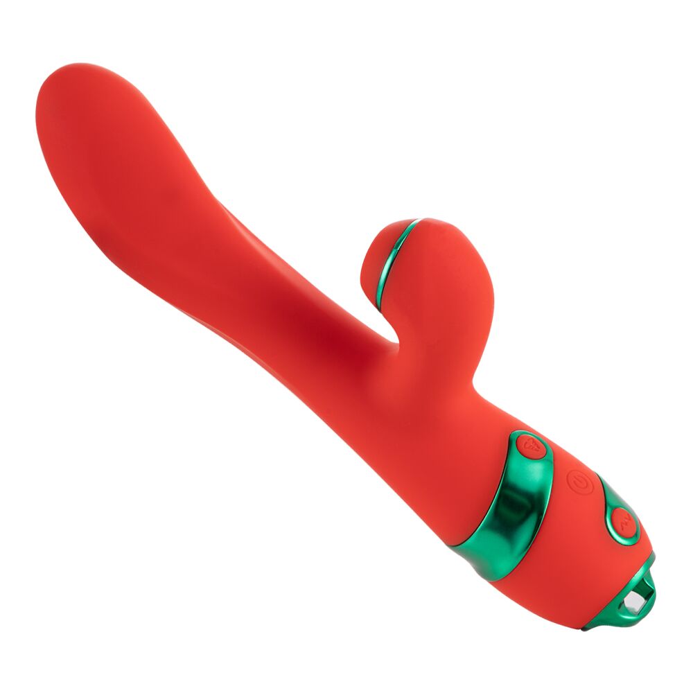 Вибратор-кролик - Вибратор-кролик с флоггером LOCKINK SEVANDA Whip Vibrating Massage Wand - Red & Green 4