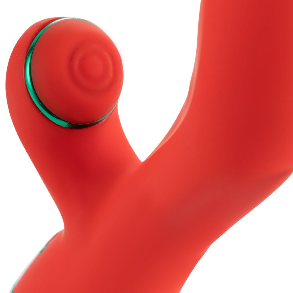 Вибратор-кролик - Вибратор-кролик с флоггером LOCKINK SEVANDA Whip Vibrating Massage Wand - Red & Green 6