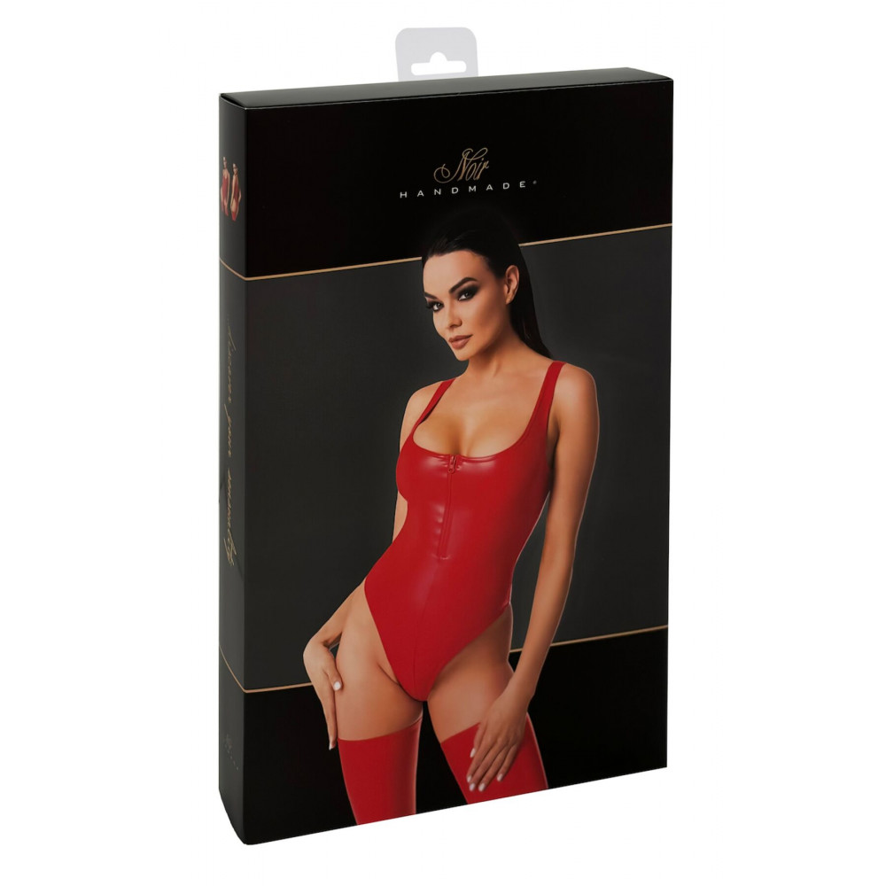 Різне - Боді Noir Handmade F352 Red powerwetlook body - L 7