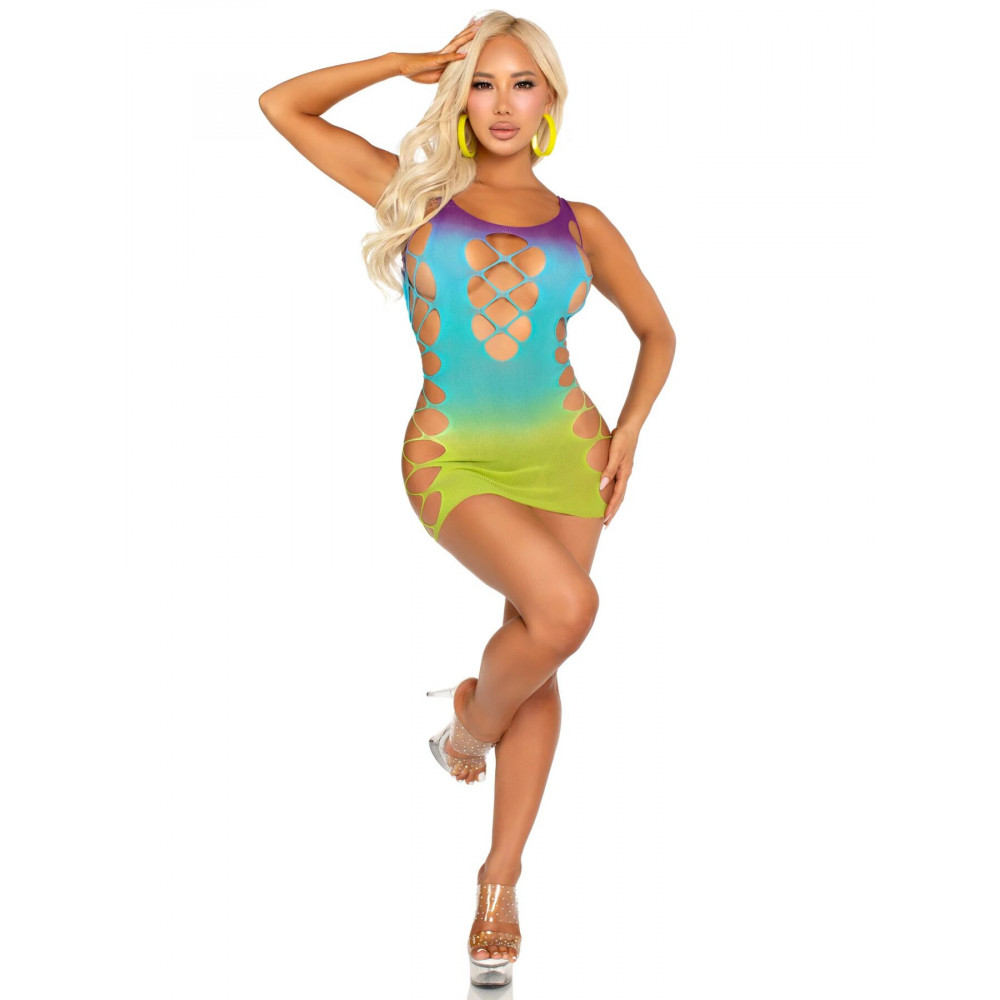 Разное - Платье Leg Avenue Seamless Ombre Faux Lace Up Mini Dress One Size Ocean 3