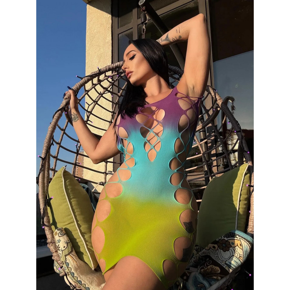 Разное - Платье Leg Avenue Seamless Ombre Faux Lace Up Mini Dress One Size Ocean 6