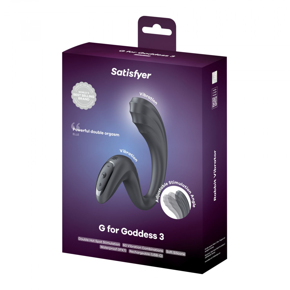Вибратор-кролик - Вагинально-клиторальный вибратор Satisfyer G for Goddess 3 Dark Grey, 2 мотора 5