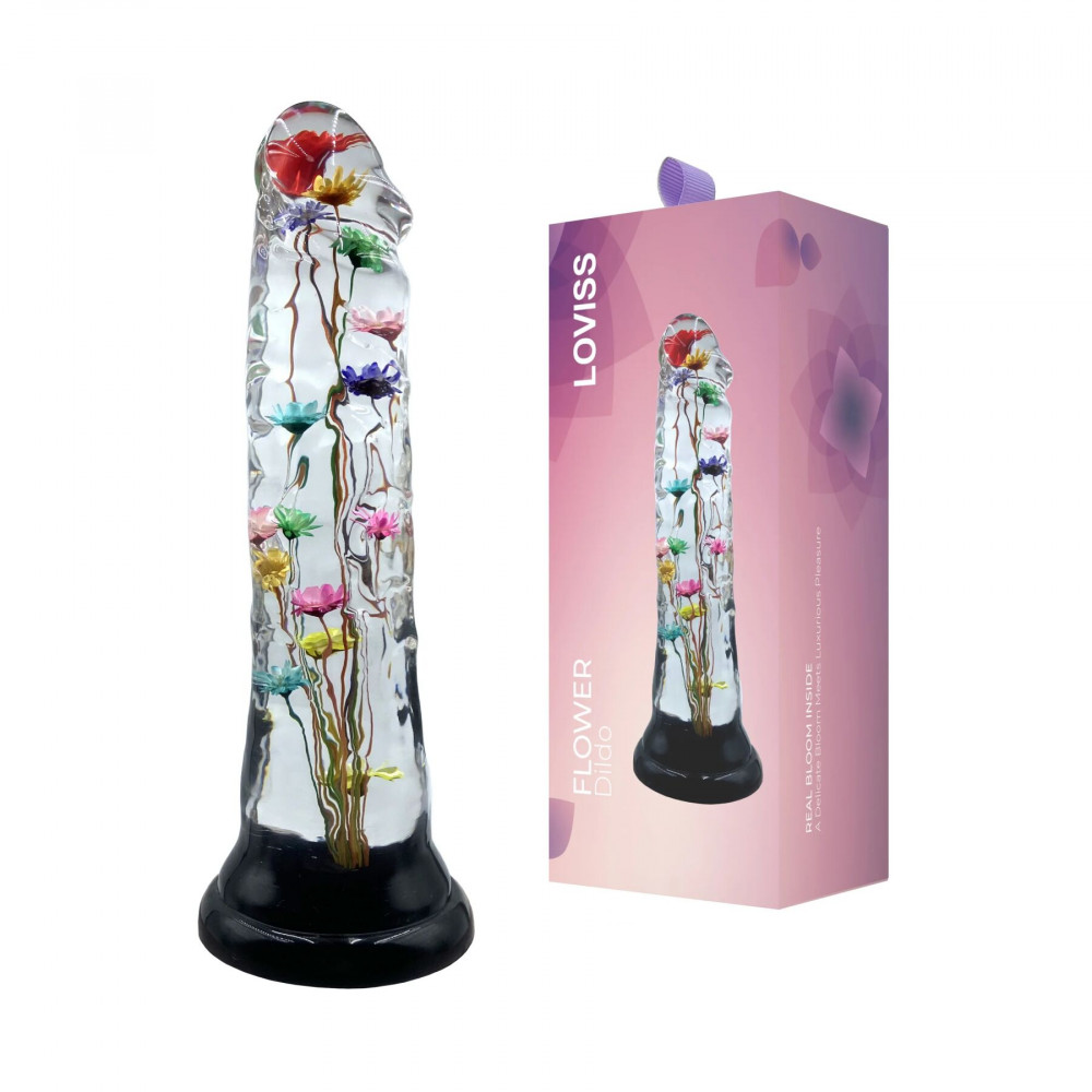 Фаллоимитаторы - Дилдо Loviss Helichrysum Dildo, настоящие цветки бессмертника внутри