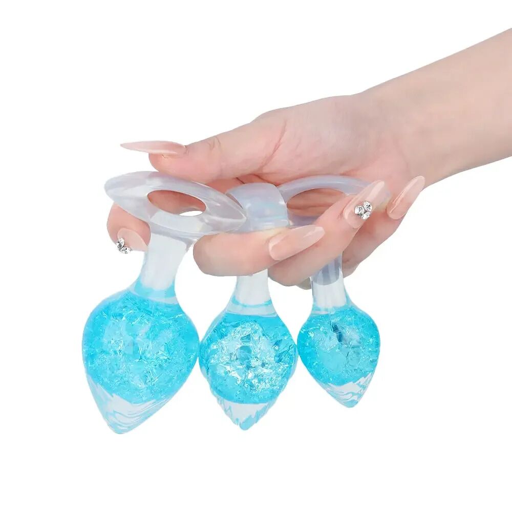 Анальные игрушки без вибрации - Анальная пробка Liebe Seele Heart-shaped Crystal Anal Plug - Blue Small 3