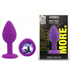 Силиконовая анальная пробка EGZO - Silicone Purple Round Plug Amethyst, size S