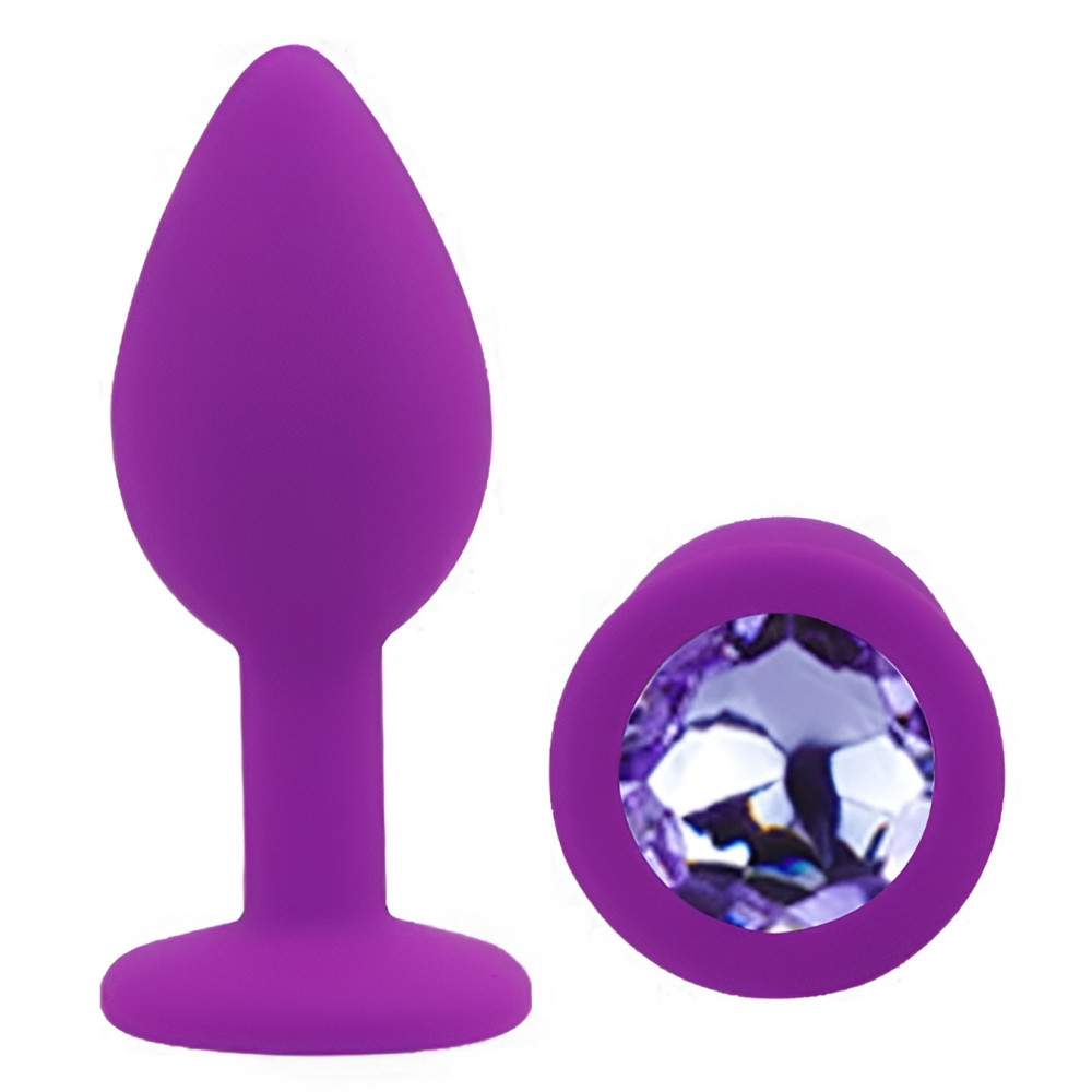 Анальные игрушки без вибрации - Силиконовая анальная пробка EGZO - Silicone Purple Round Plug Amethyst, size S 3