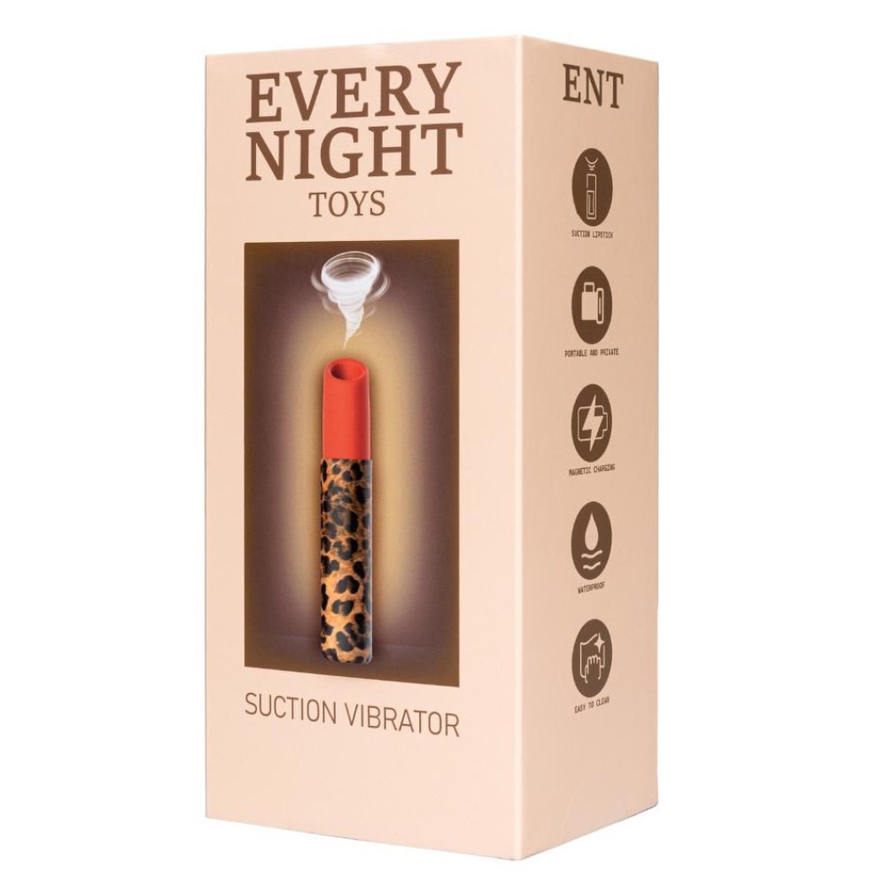 Різне - Вакуумний стимулятор клітора Every Night Toys у формі помади, леопардовий принт 4