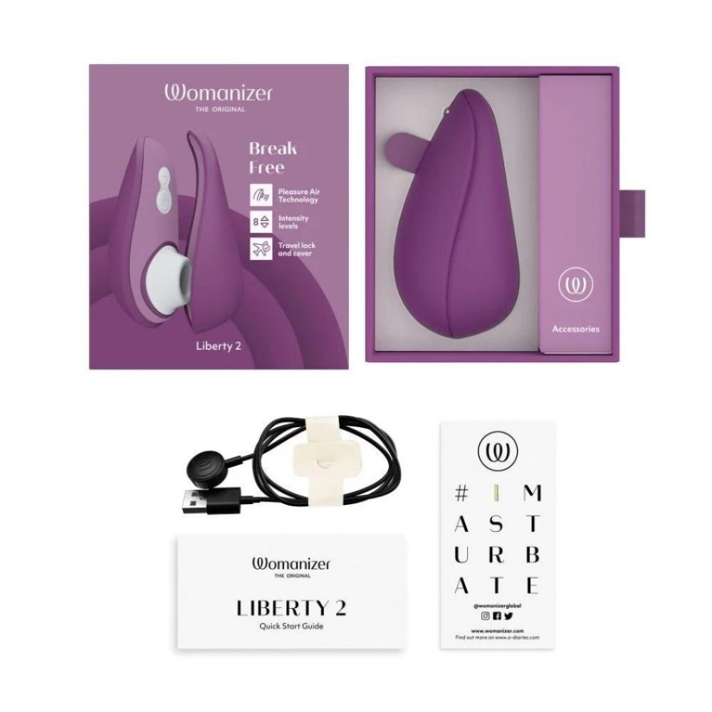  - Вакуумний стимулятор клітора Womanizer Liberty 2 Dark Purple, фіолетовий 11
