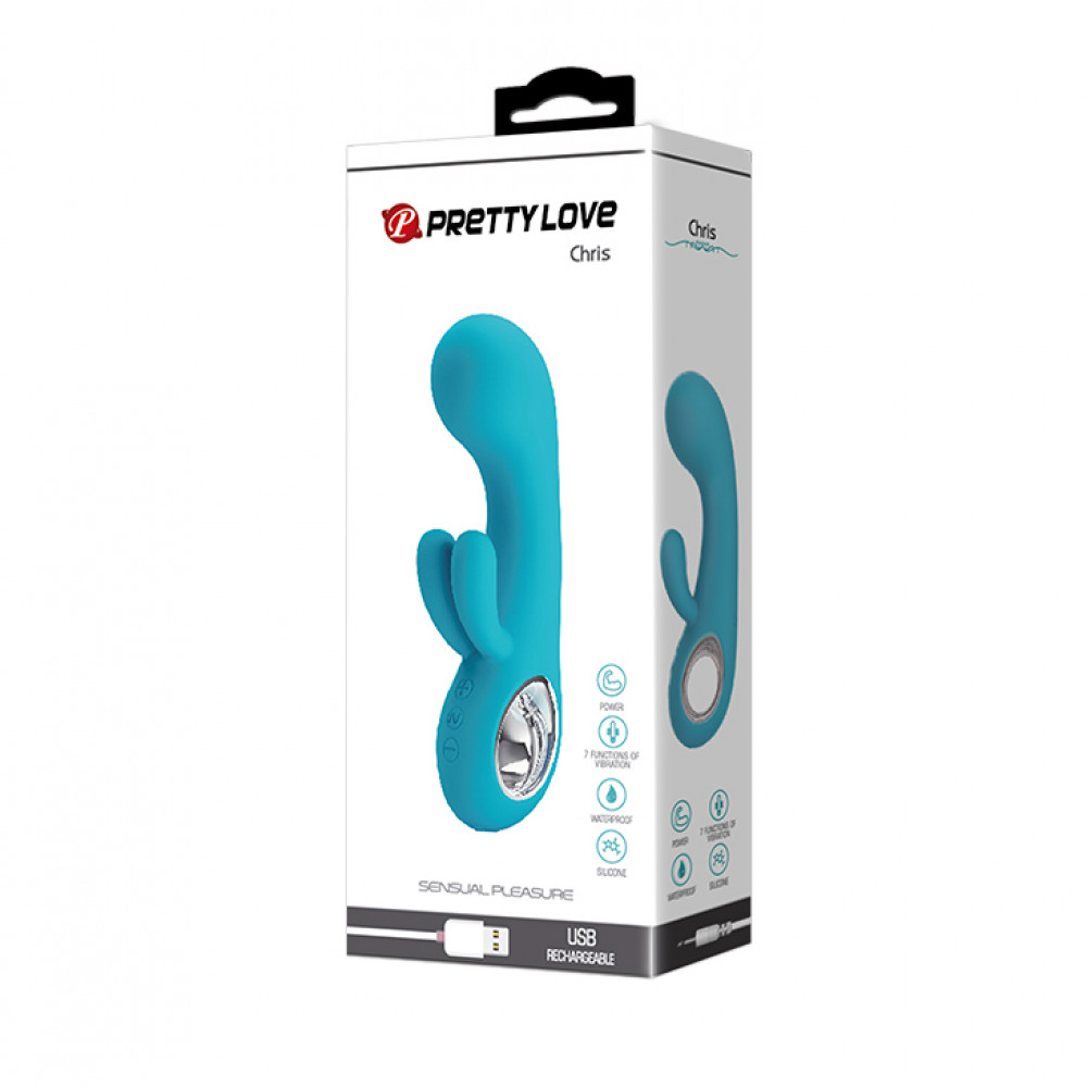 Вибратор-кролик - Вибратор-кролик Pretty Love Chris для точки G, голубой, 15.4 х 3.8 см 8