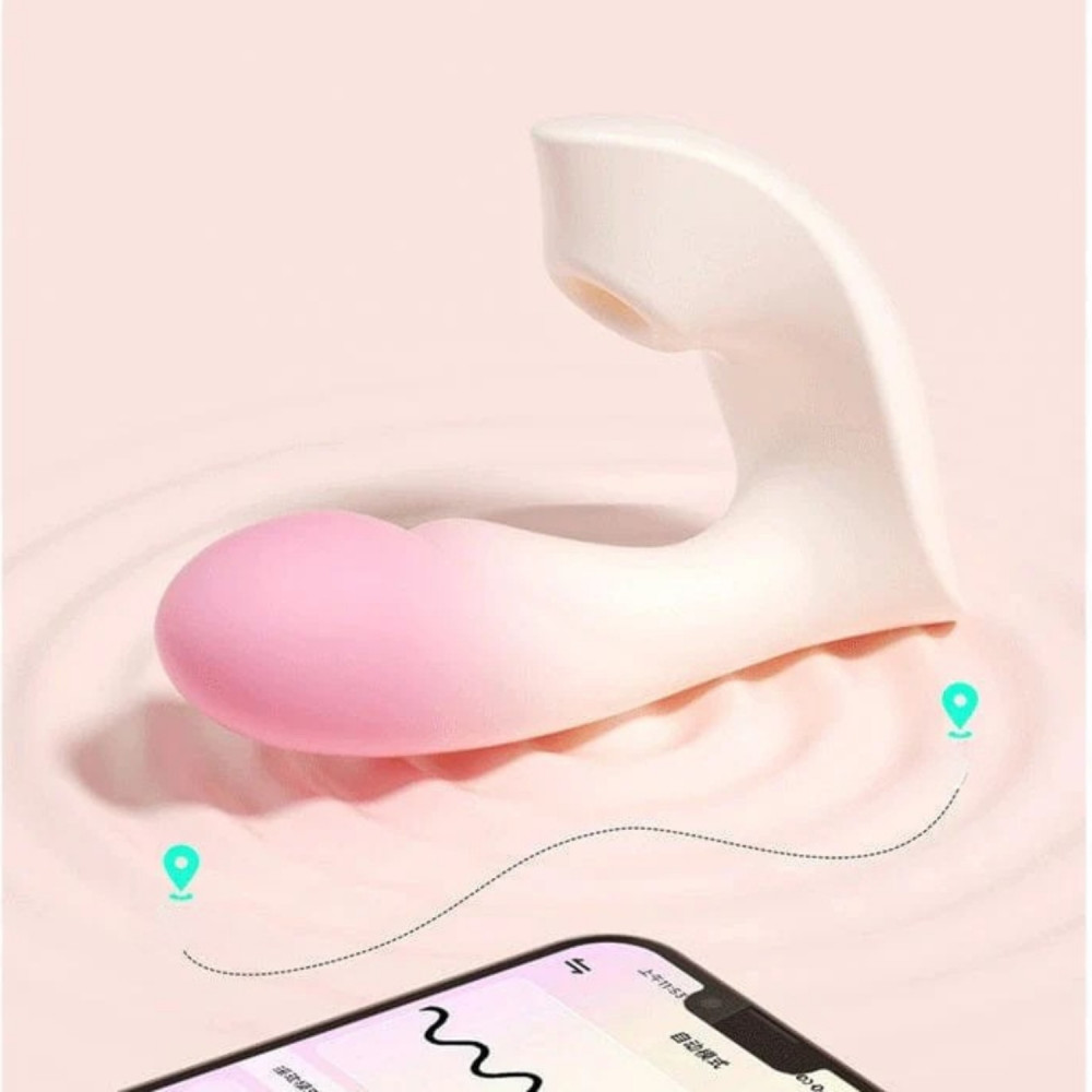  - Вібратор Zemalia Youmi з фрикцією і вакуумним стимулятором для клітора + APP, градієнт рожевий 9