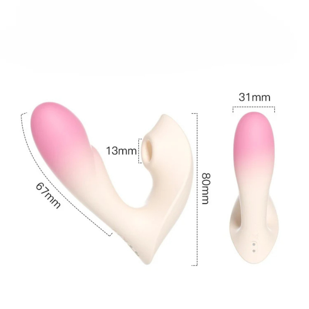  - Вібратор Zemalia Youmi з фрикцією і вакуумним стимулятором для клітора + APP, градієнт рожевий 7