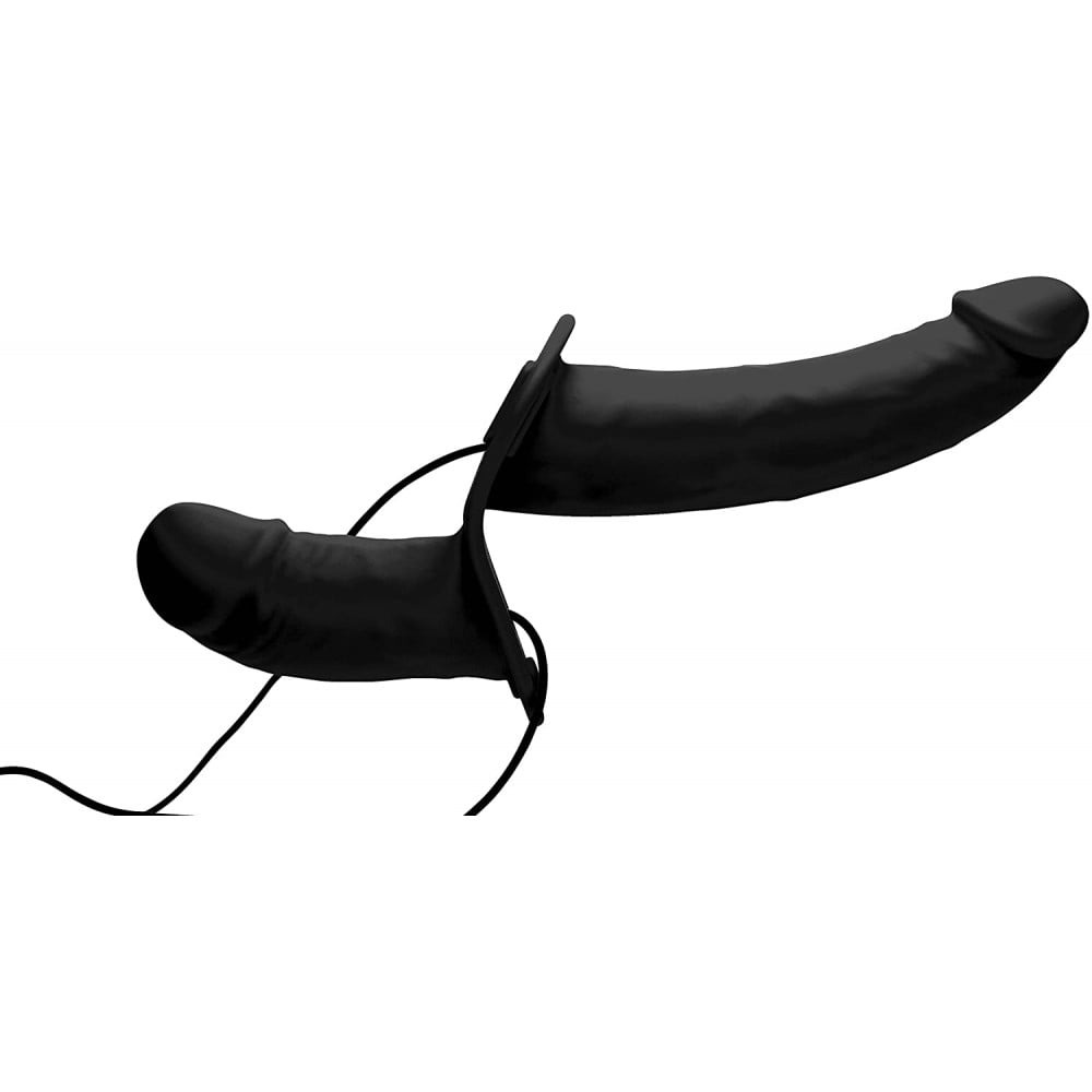 Секс игрушки - Двойной страпон с вибро Power Pegger Double Strap-On, черный 3