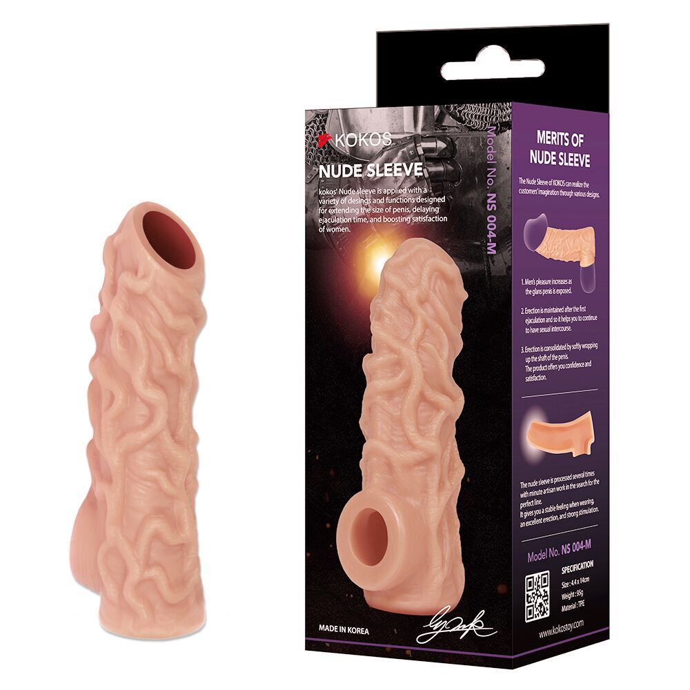 Ерегційні кільця без вібрації - Насадка на член Kokos Nude Sleeve NS 004 S 1