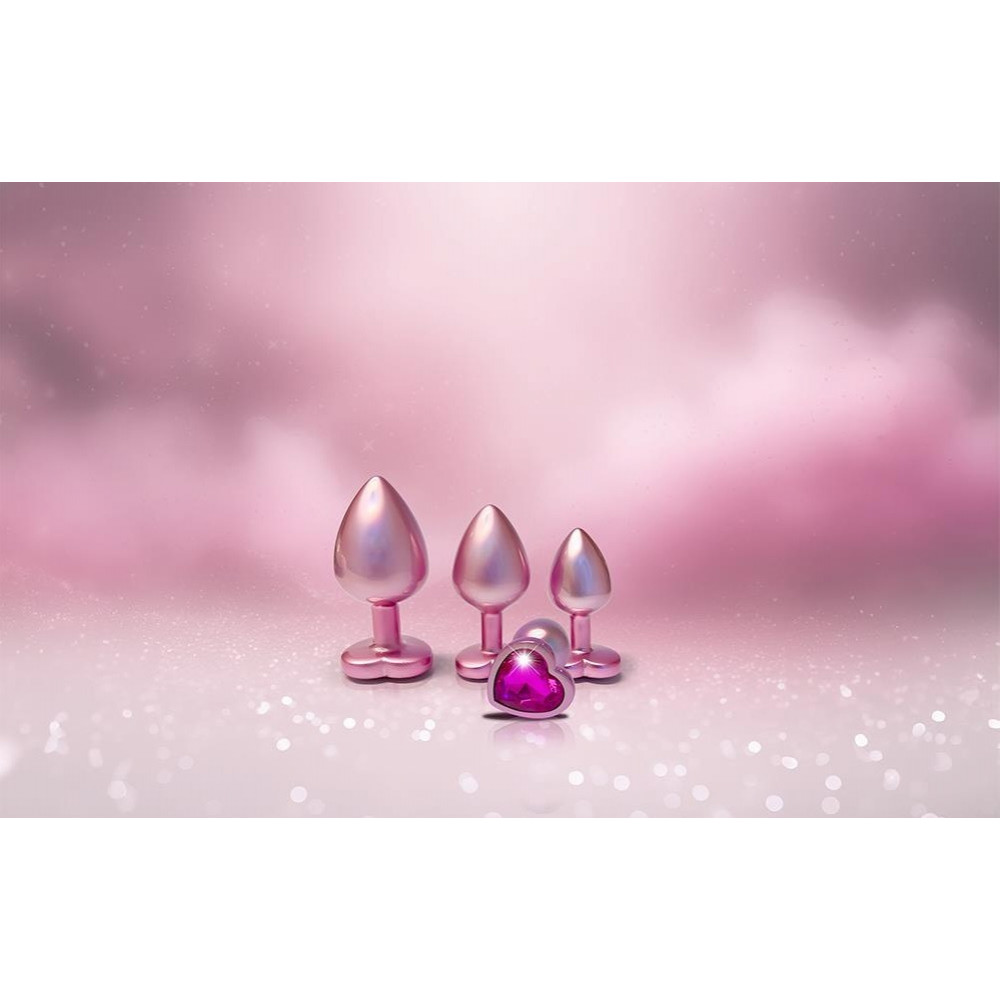  - Анальная пробка розовая Dream Toys Gleaming Love с декоративным камнем в виде сердца, S 3