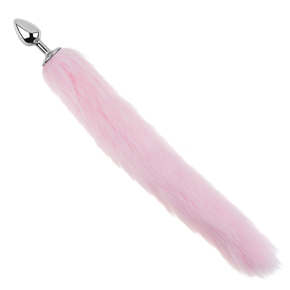 - Анальная пробка с хвостом EGZO - Fox Tail Silver Plug Pink, size S 1