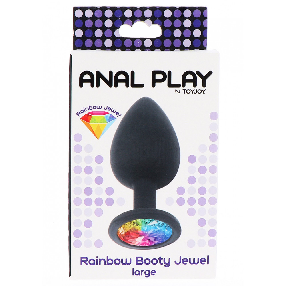  - Анальна пробка Toy Joy Rainbow Booty Jewel з райдужним кристалом, чорний, Large 3