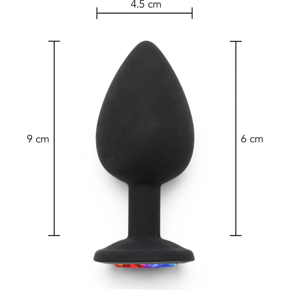  - Анальна пробка Toy Joy Rainbow Booty Jewel з райдужним кристалом, чорний, Large 2