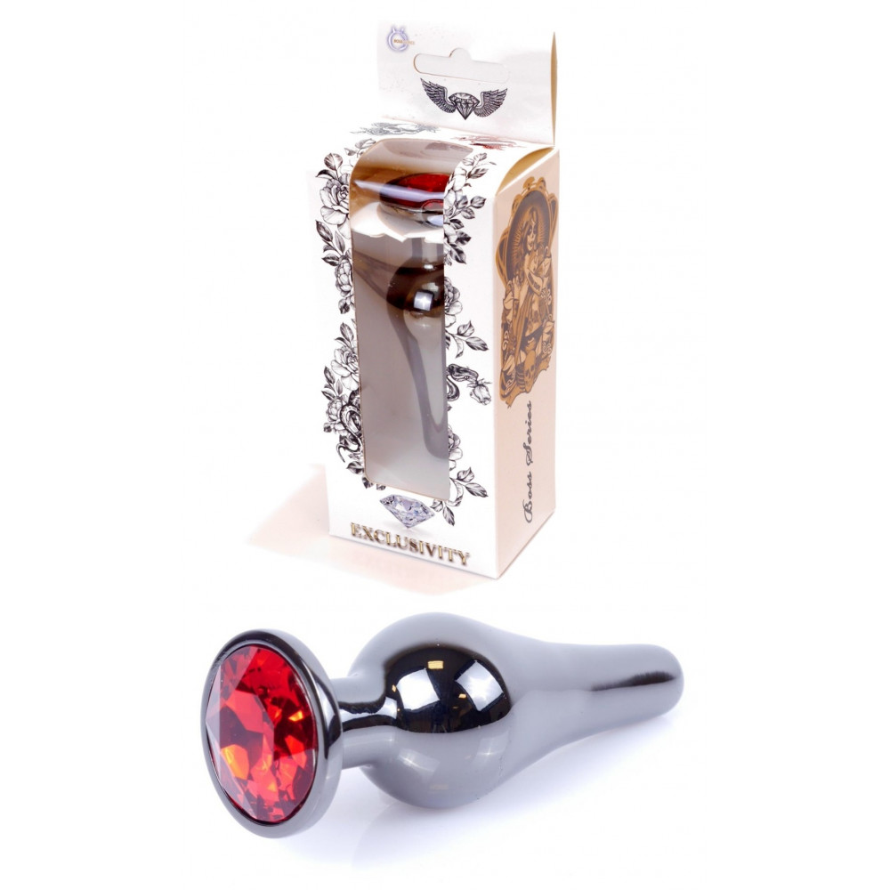 Анальные игрушки - Анальная пробка Boss Series - Jewellery Dark Silver BUTT PLUG Red, BS6400055