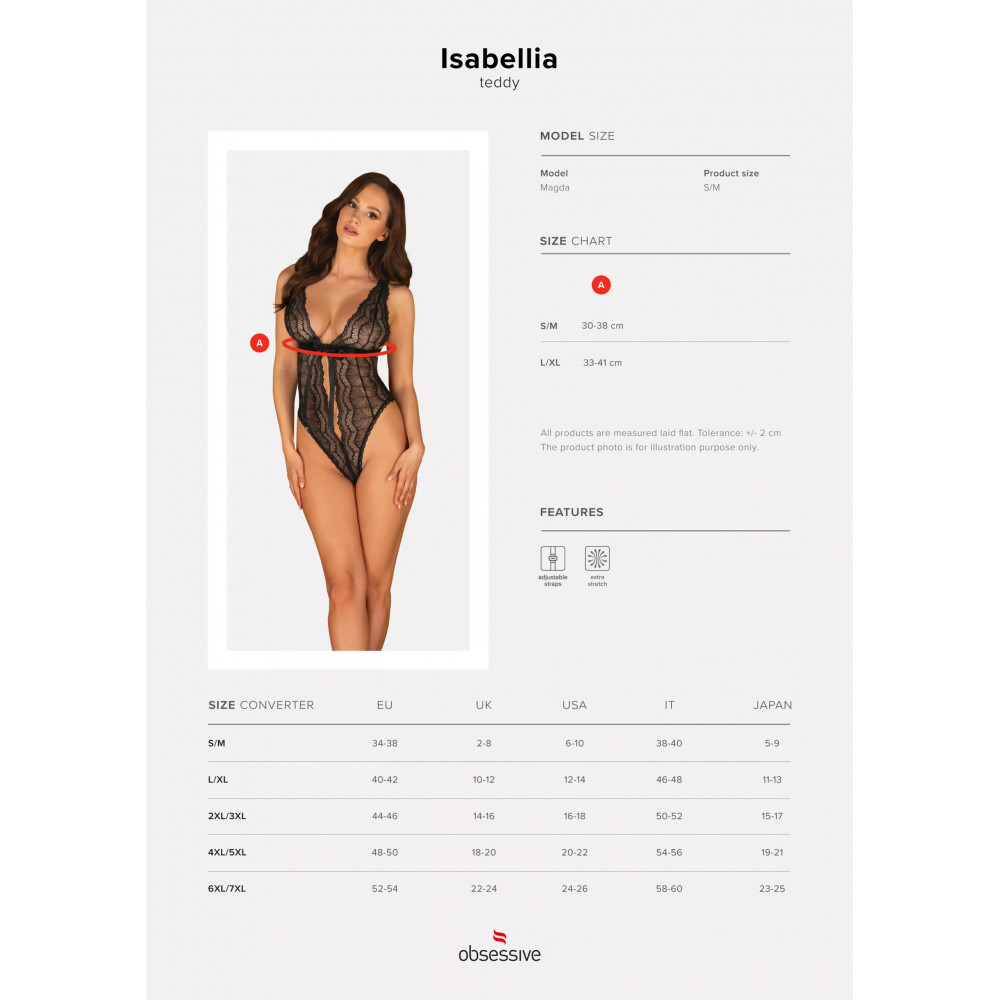 Эротическое белье - Боди Obsessive Isabellia body S/M 4