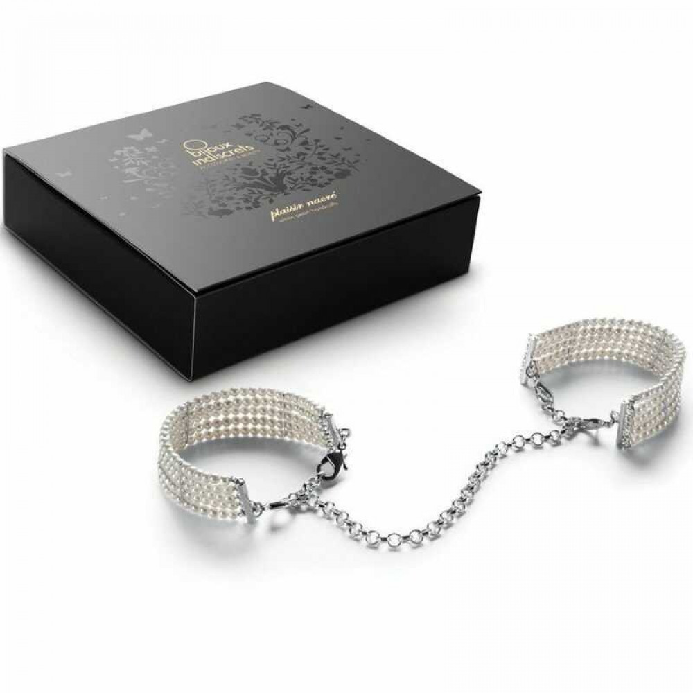 БДСМ игрушки - Браслеты-наручники PLASIR Nacre белый жемчуг Bijoux Indiscrets 2