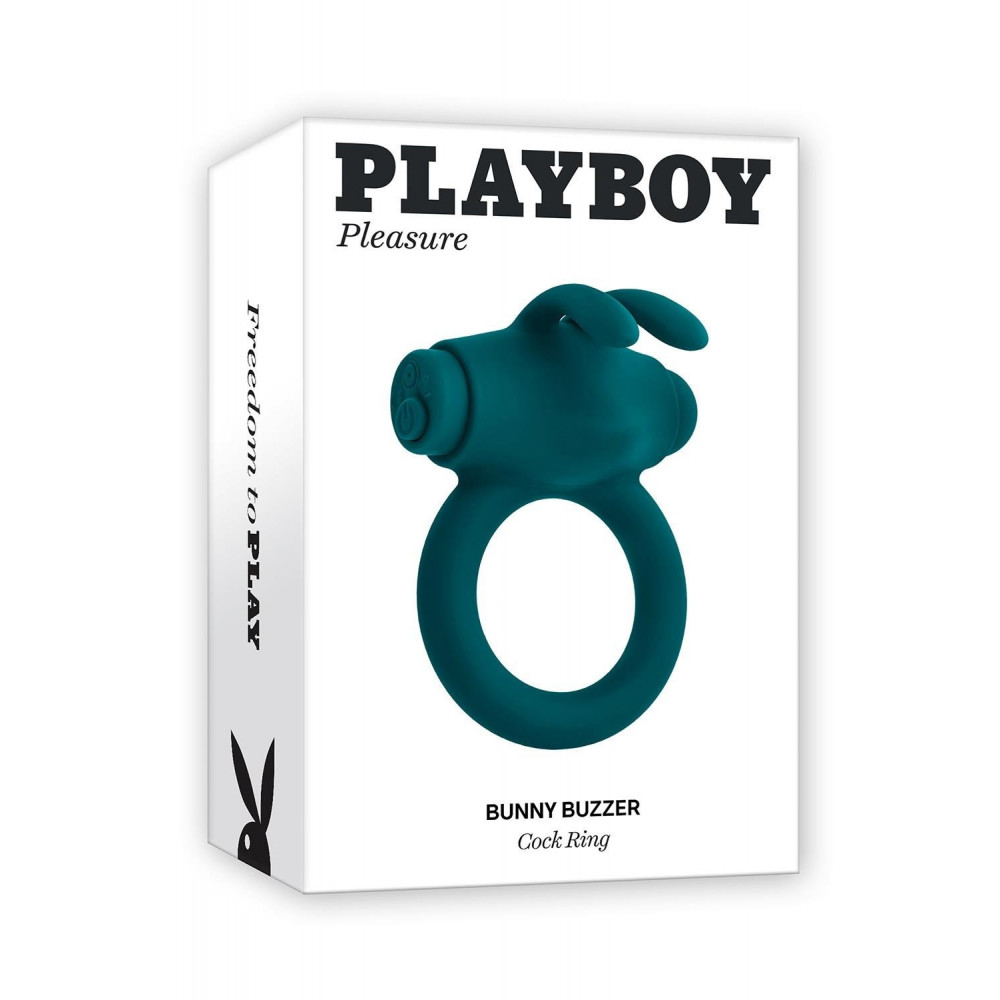 Эрекционные кольца с вибрацией - Эрекционное кольцо с вибропулей Evolved Playboy Bunny Buzzer, зеленое 5